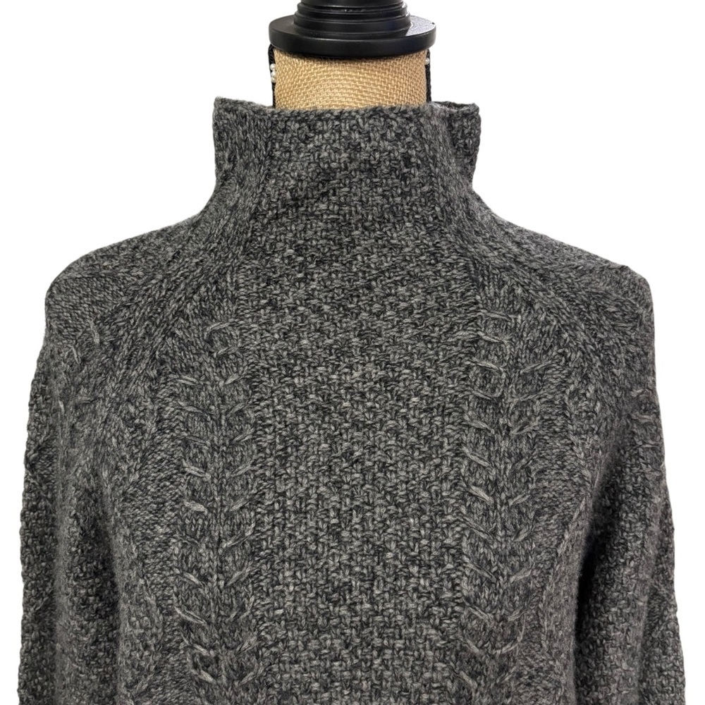 Vince Cable Knit Wool Cashmere Mock Neck Sweater Grey Size Small Fisherman - Picture 3 of 7